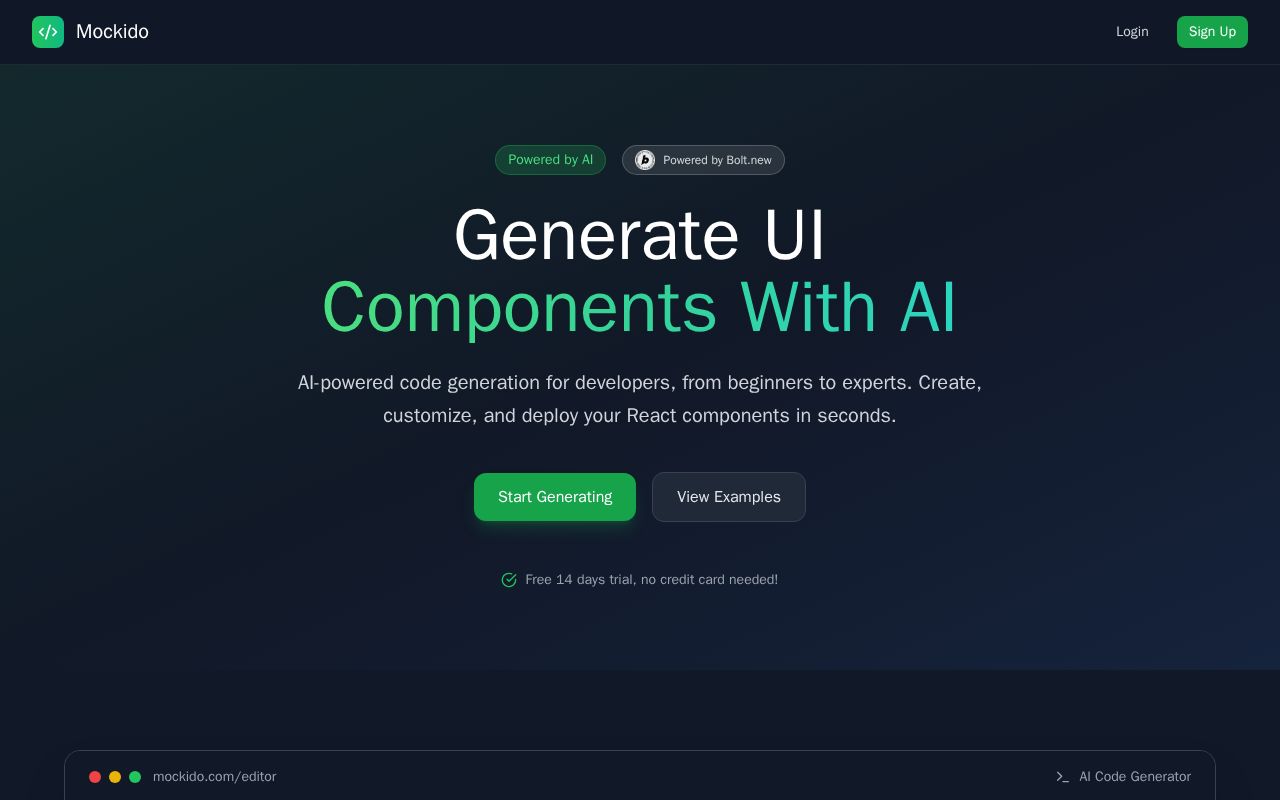 Preview of Mockido  - AI Component Studio