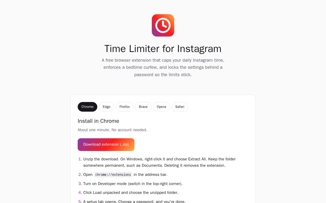 Preview of Instagram Time Limiter