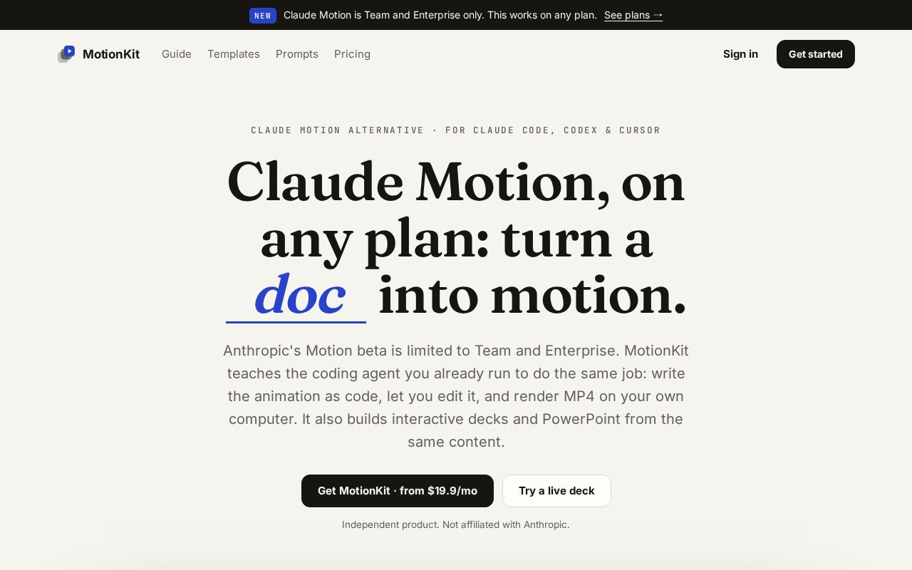 Preview of Claude Motion Starter