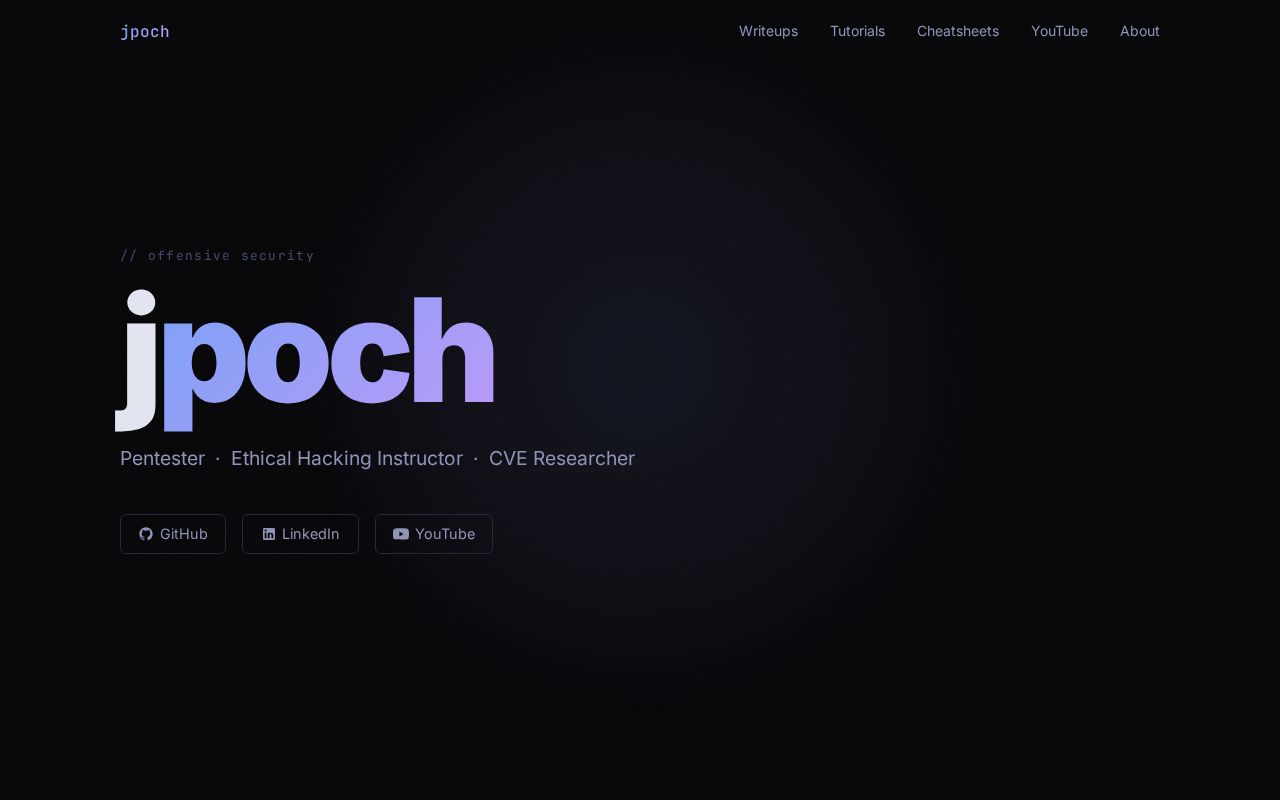 Preview of Personal portfolio and blog — jpoch.dev (Astro, dar design)
