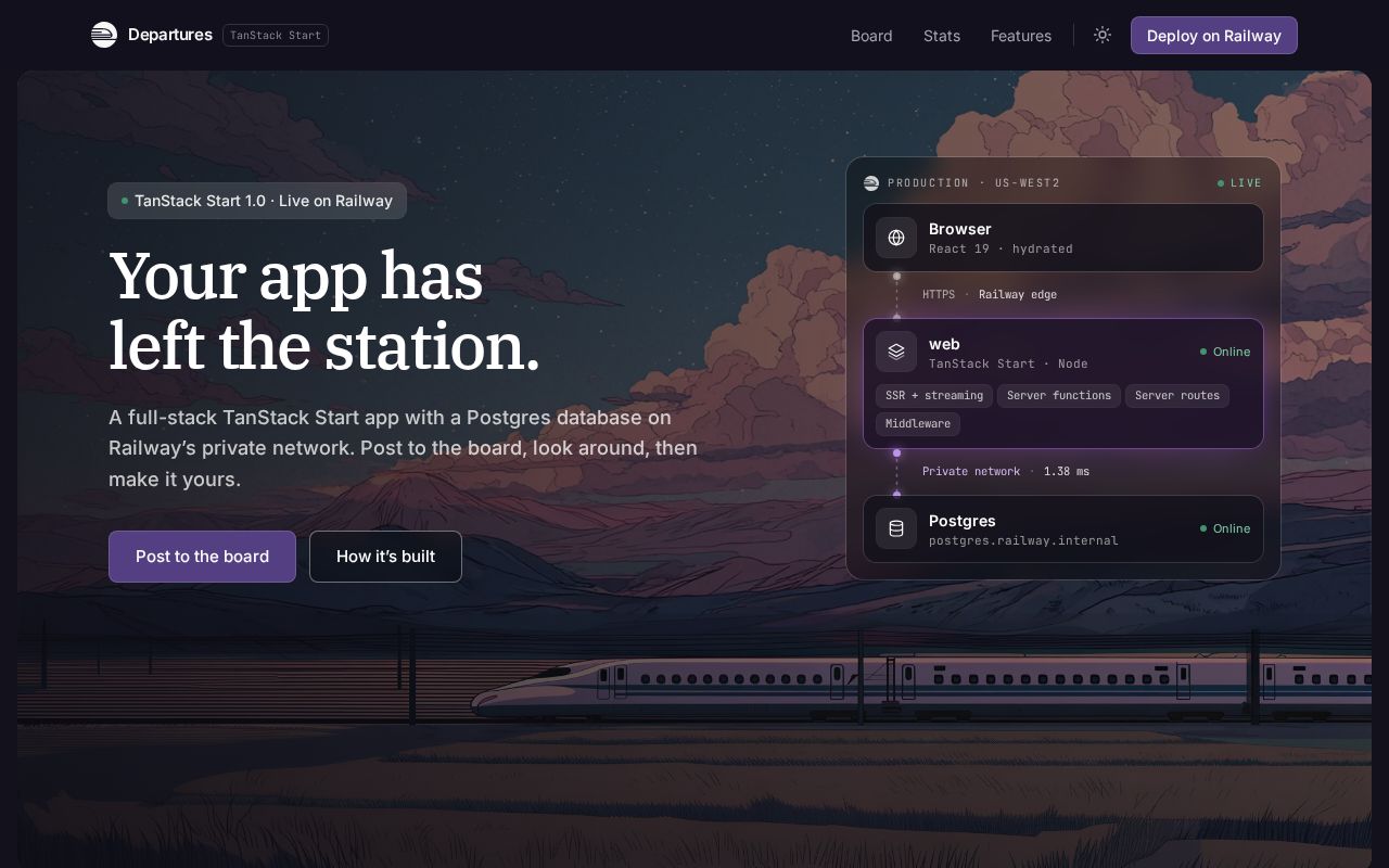 Preview of Railway Tanstack Start