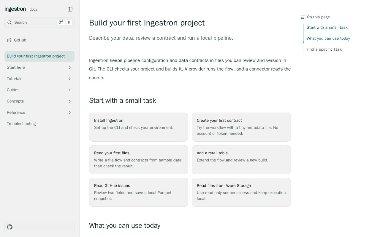 Preview of Build your first Ingestron project