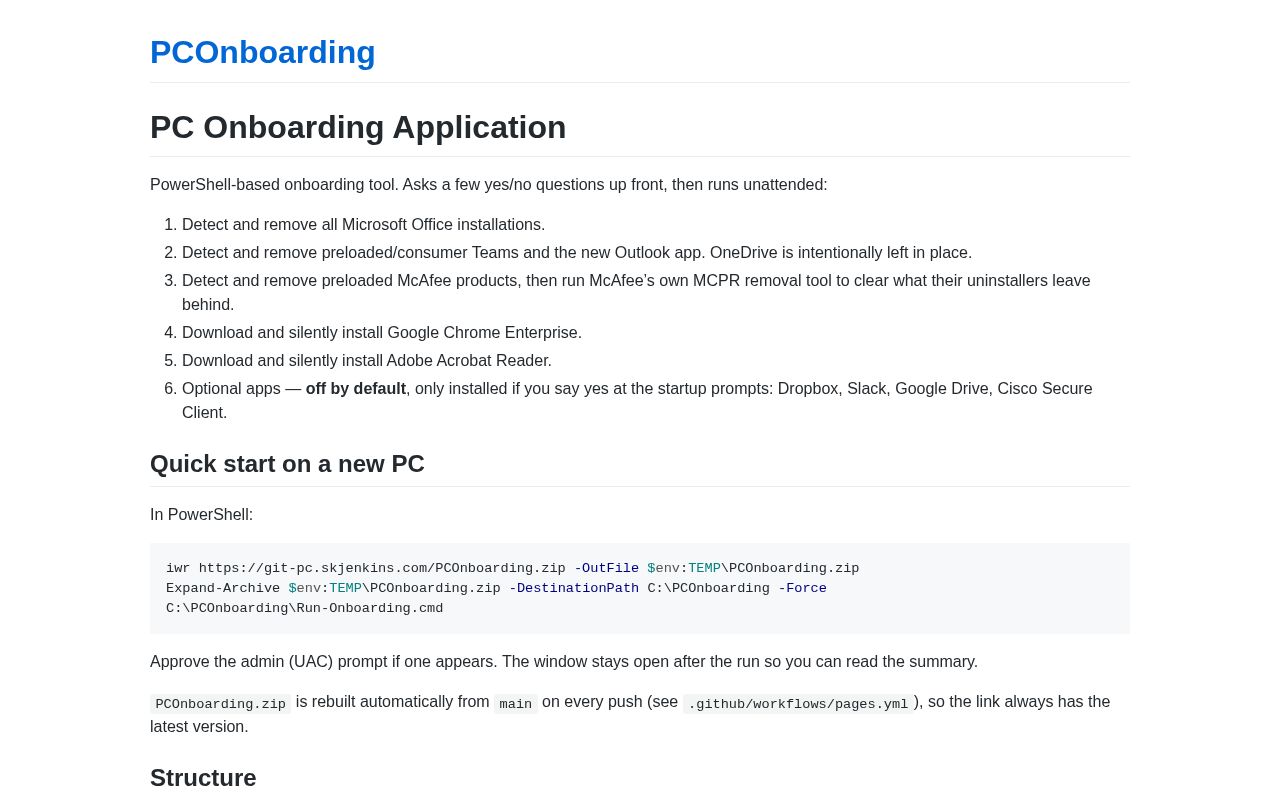 Preview of PC Onboarding Application