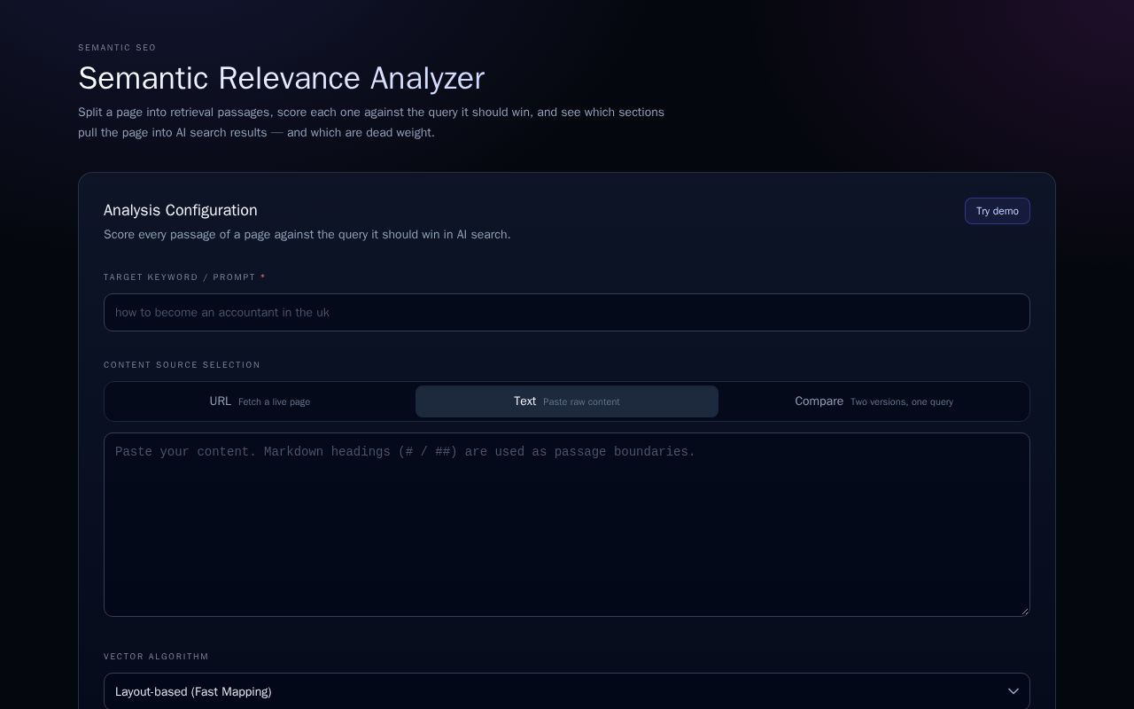Preview of Semantic Relevance Analyzer
