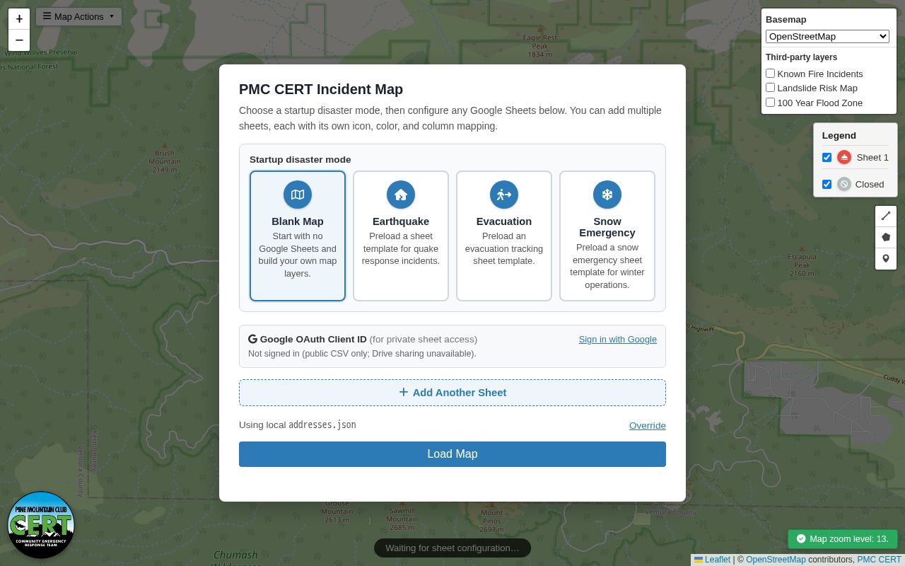Preview of PMC CERT Map