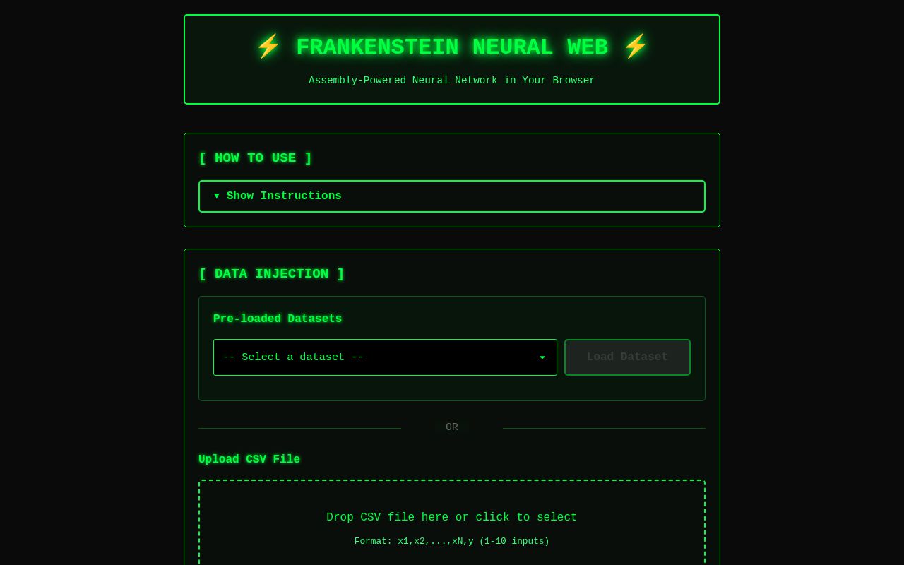 Preview of Frankenstein Neural Web