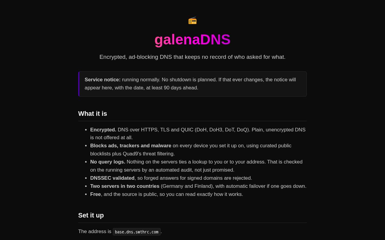 Preview of GalenaDNS
