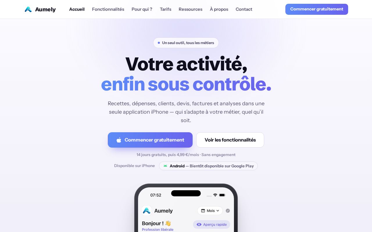 Preview of Site officiel de l’application Aumely