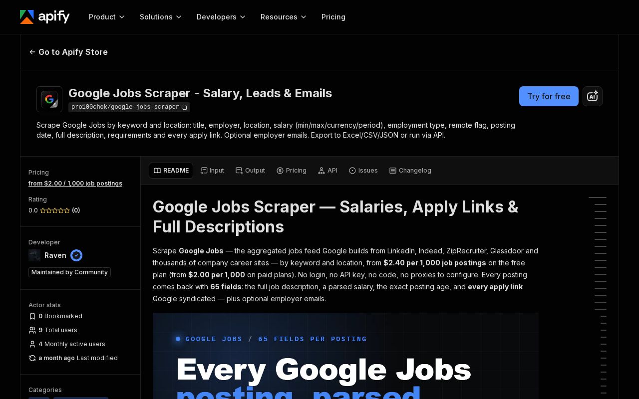 Preview of Google Jobs Listings Salary Scraper Python