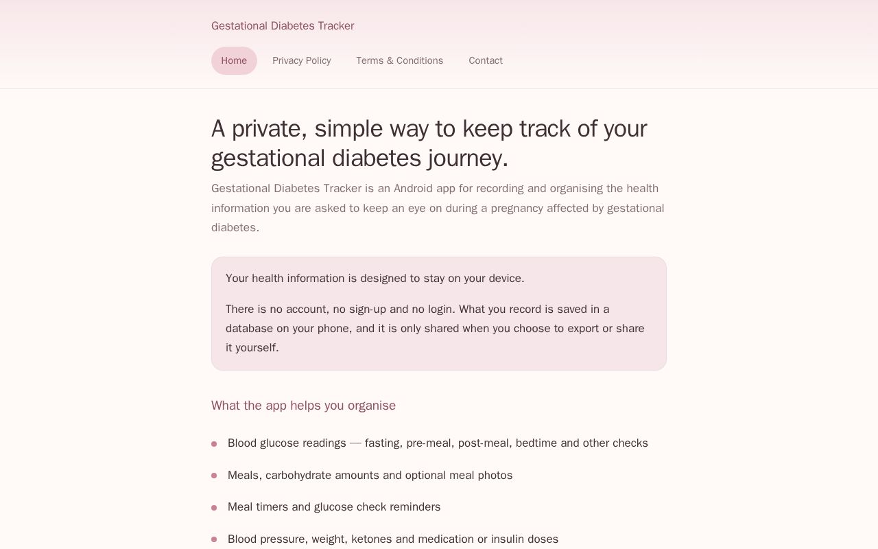 Preview of Gestational Diabetes Tracker Legal