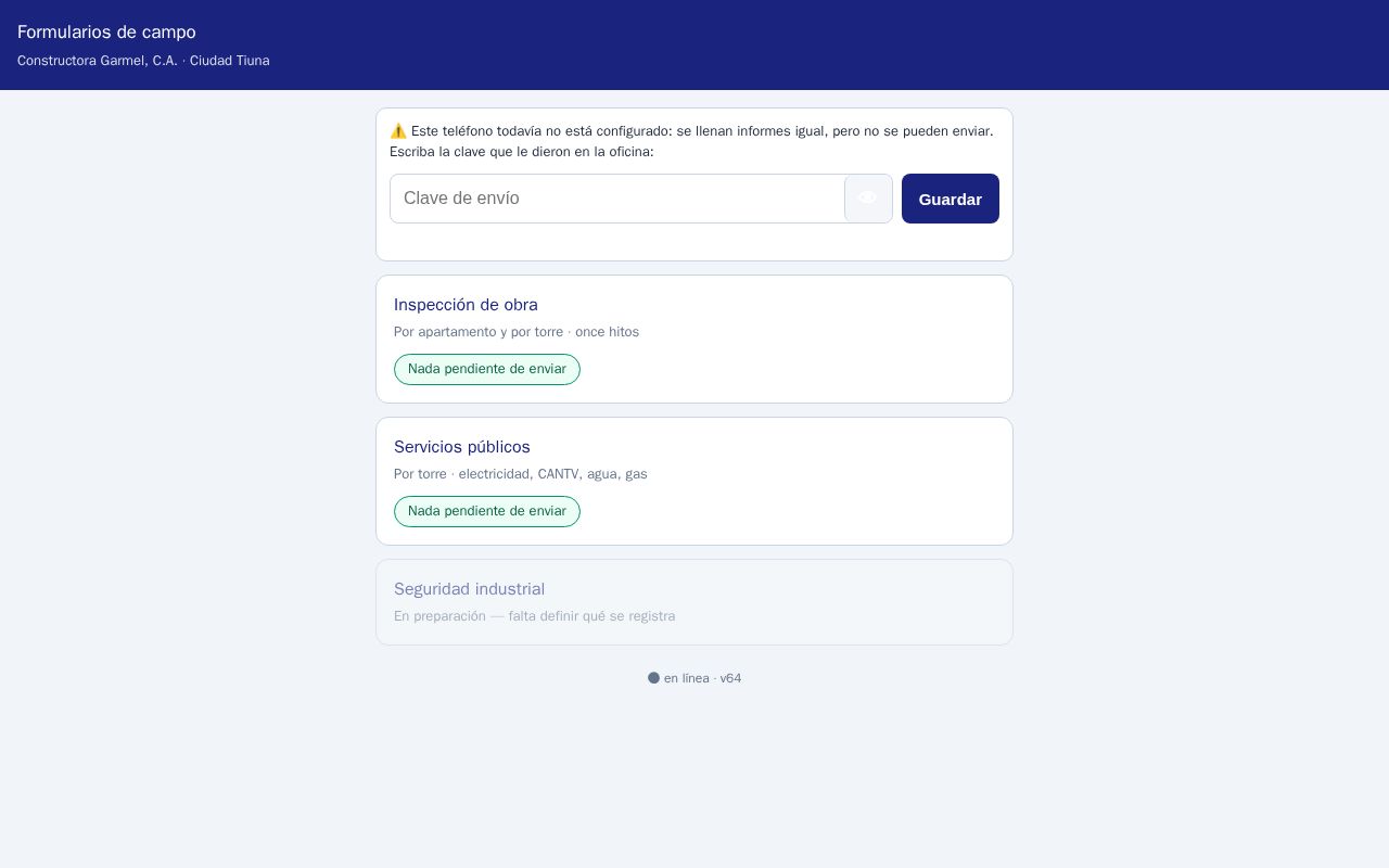 Preview of Herramienta para inspección de obras de constructora Garmel.
