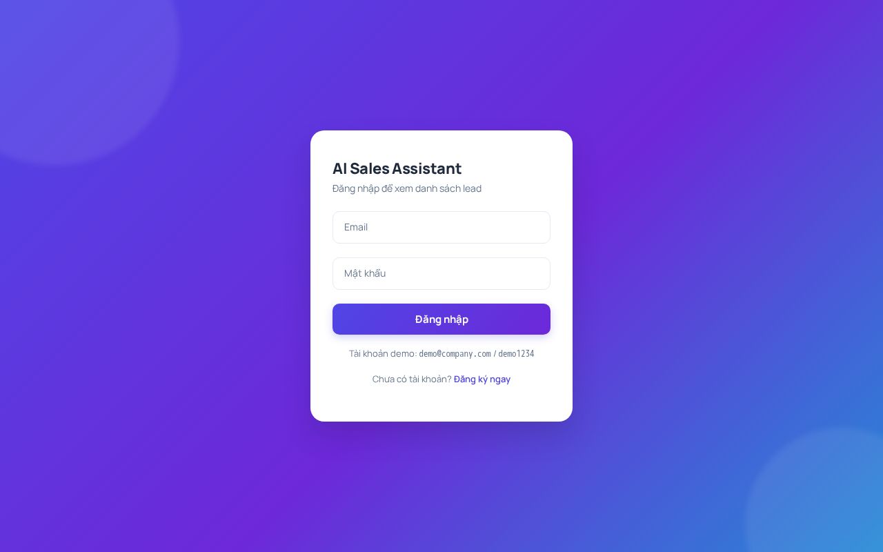 Preview of AI-powered lead scoring & sales assistant — FastAPI, scikit-learn, React