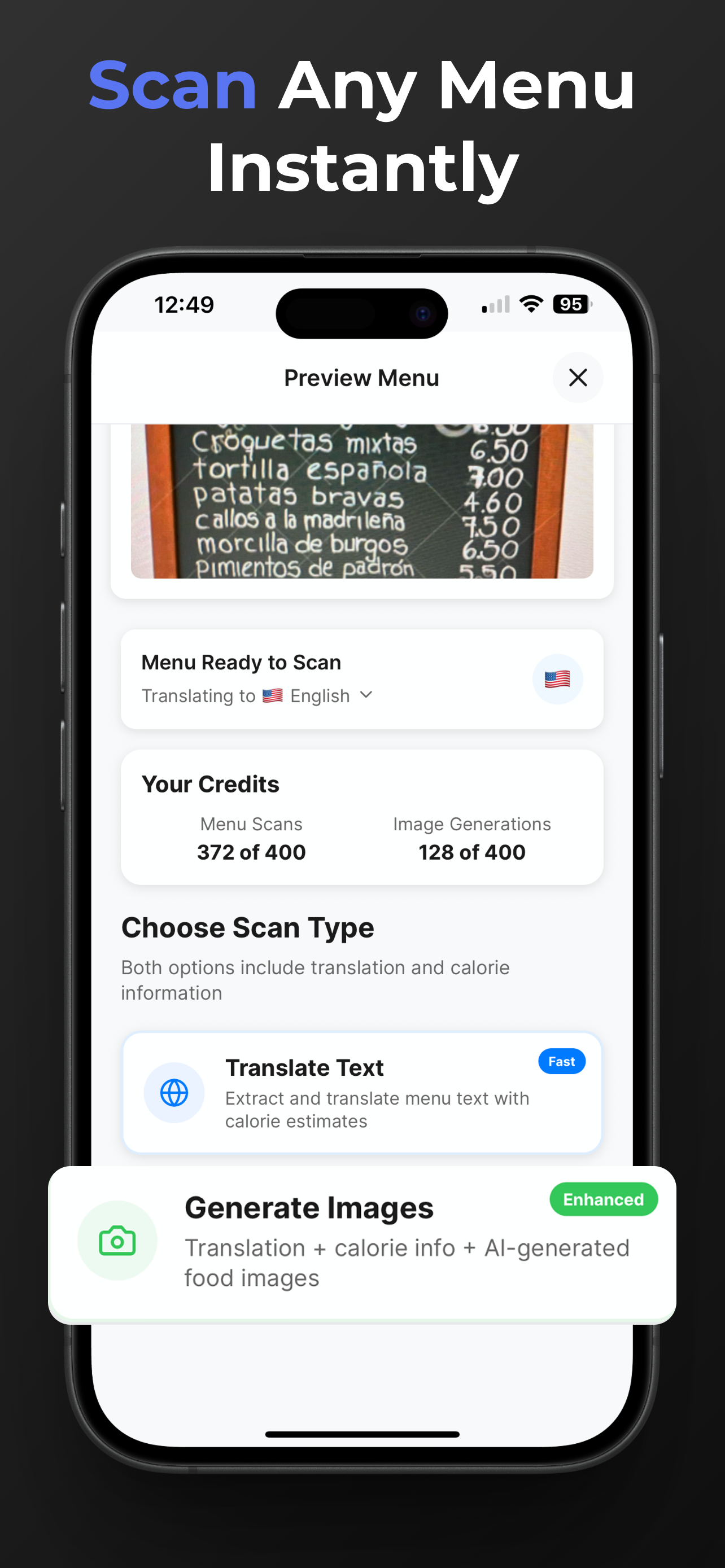 Preview of Menu Translate AI - MenuSnap