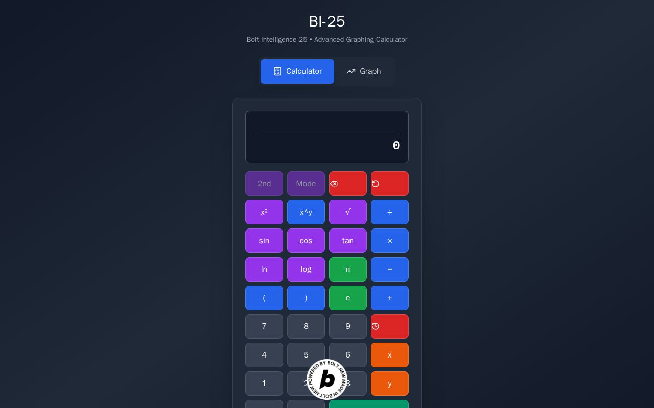 Preview of BI-25 Graphing Calculator Web App