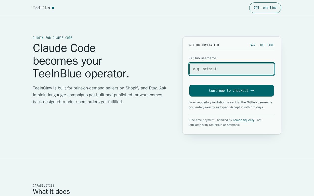 Preview of Teeclaw Checkout