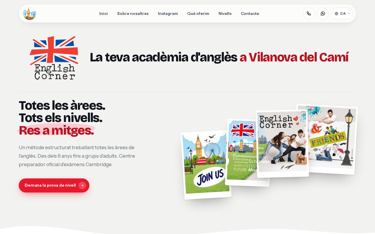 Preview of Web d'English Corner, acadèmia d'anglès a Vilanova del Camí
