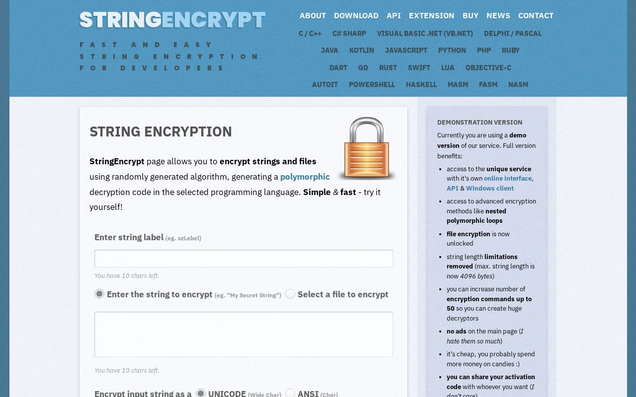 Preview of StringEncrypt Ruby