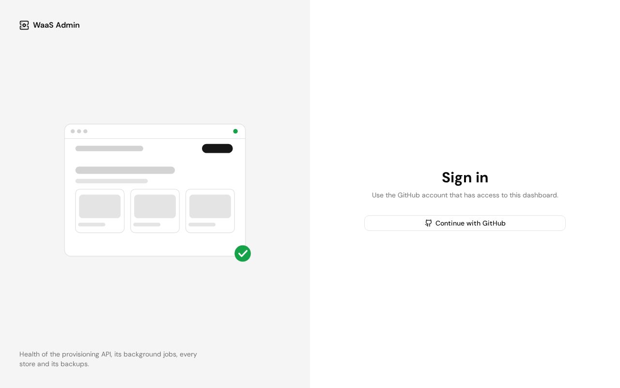 Preview of Waas Dashboard