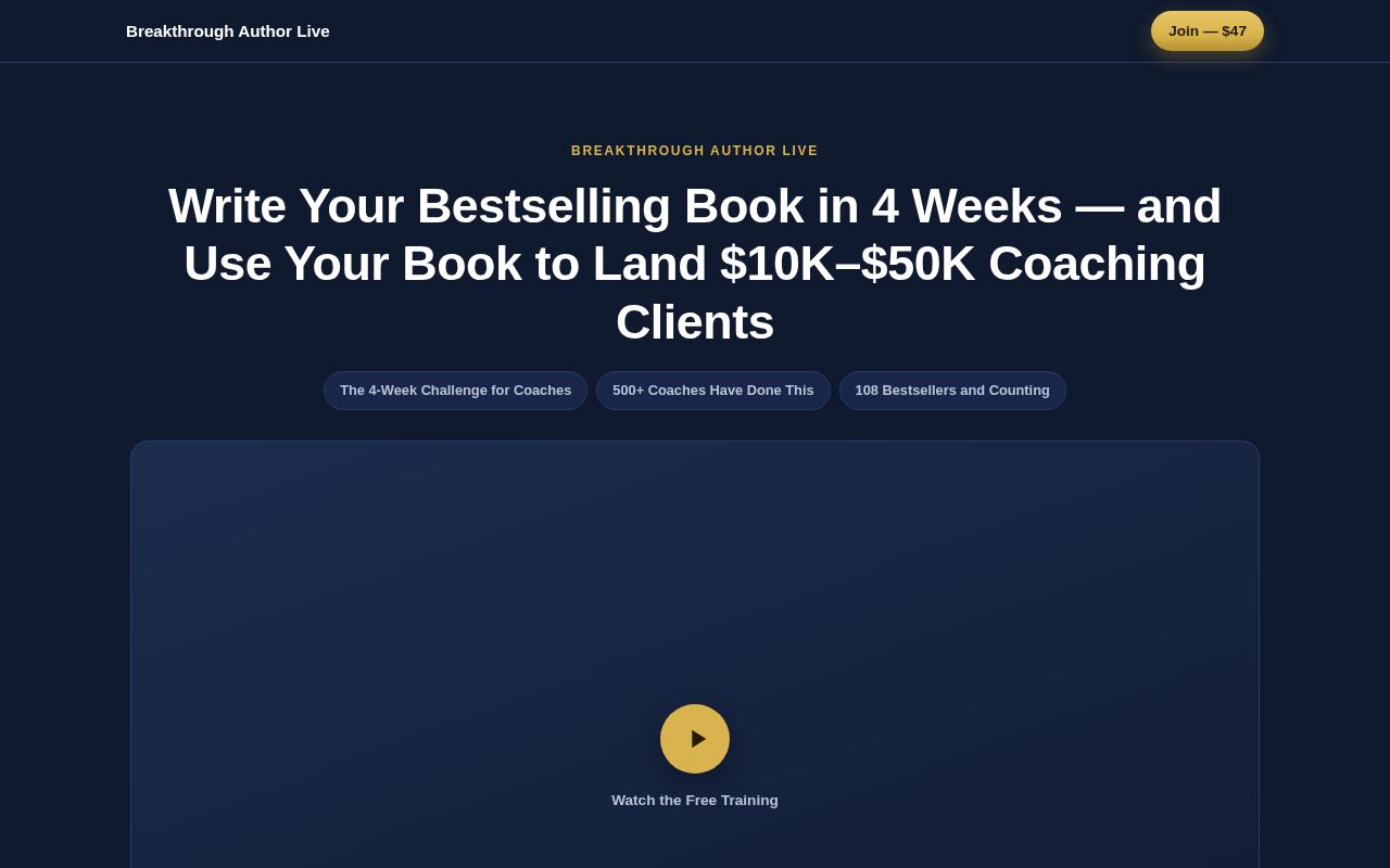 Preview of Breakthrough Author Live