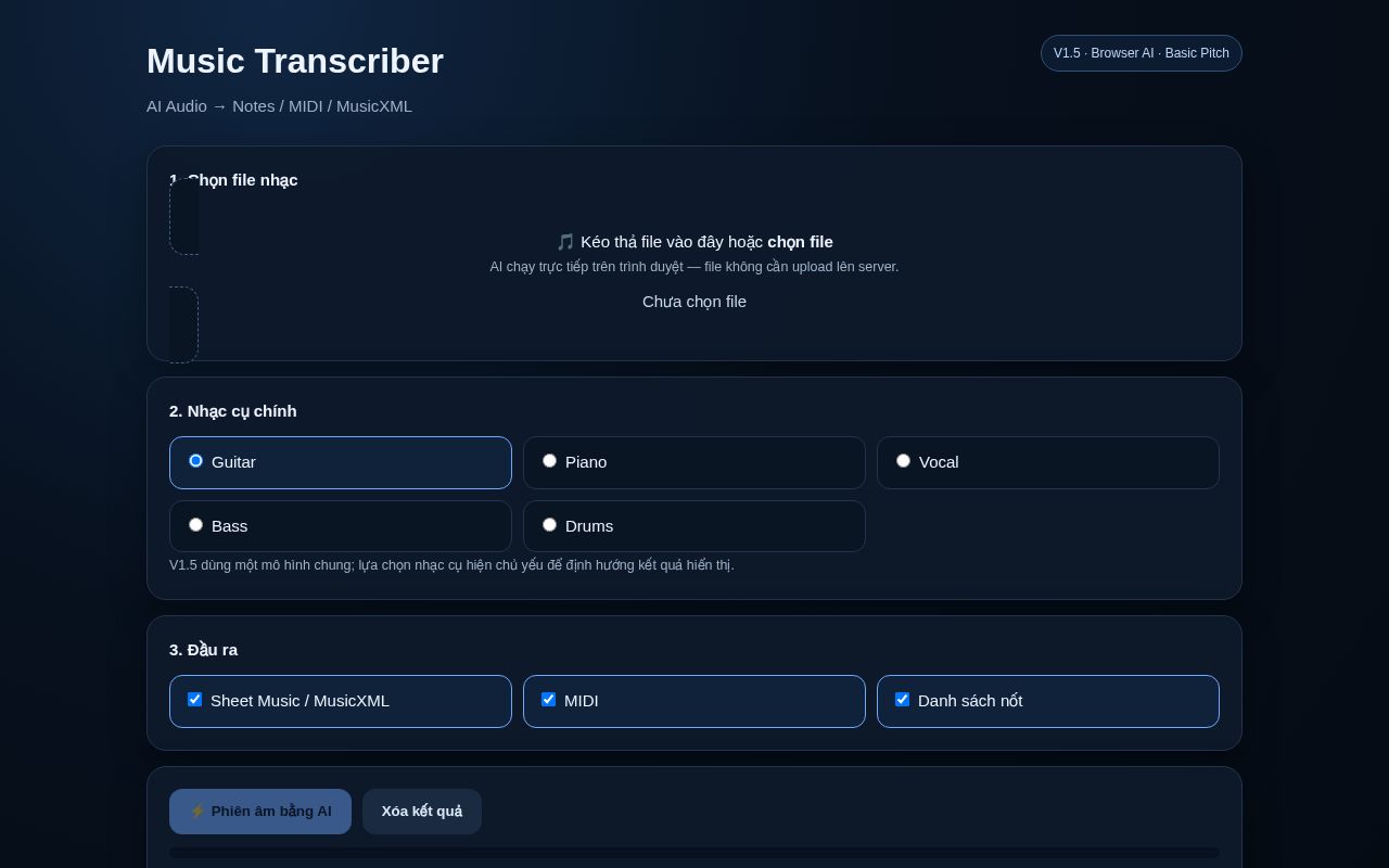 Preview of Music Transcriber