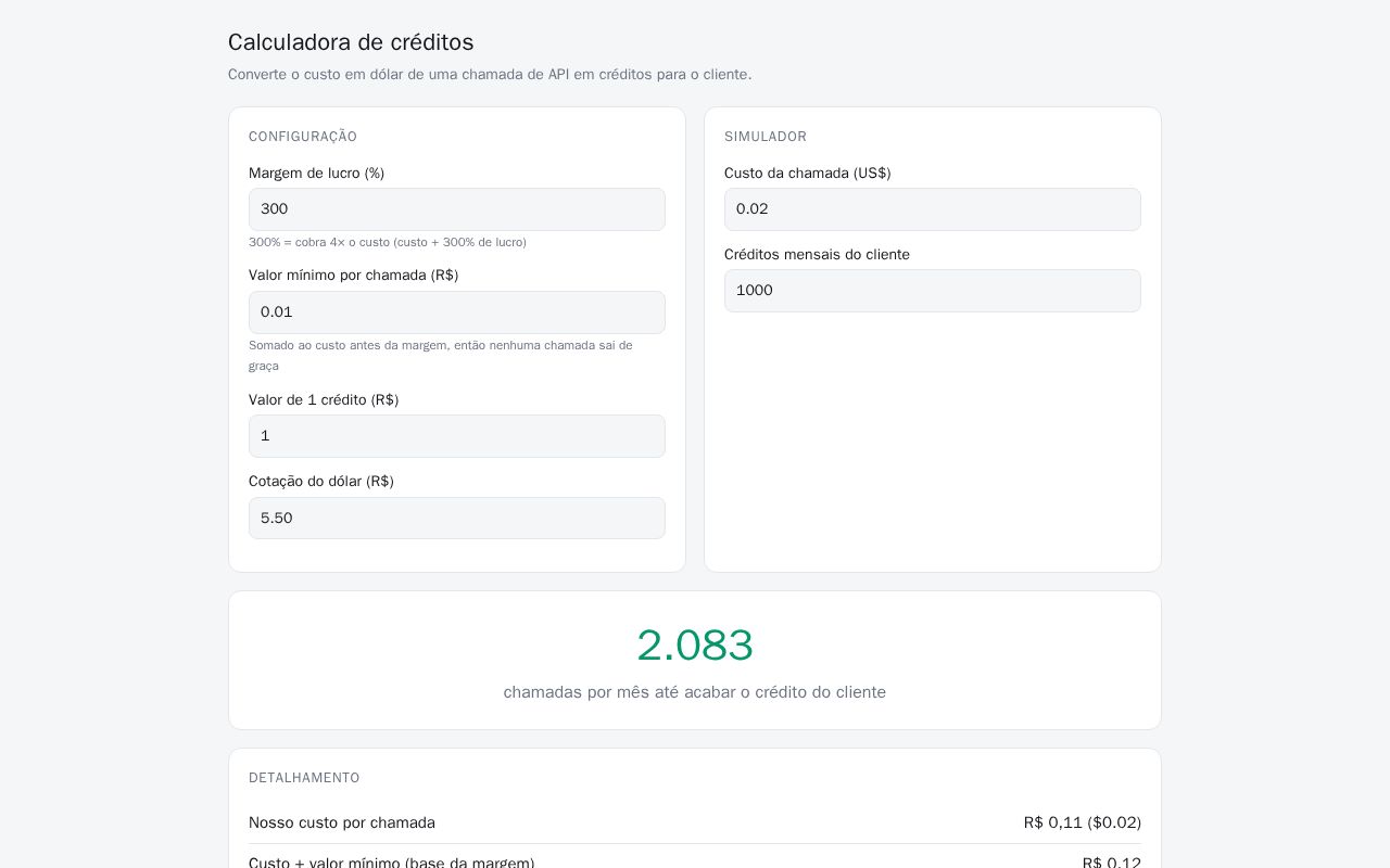 Preview of Calculo Creditos Revenda Tokens