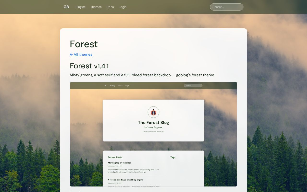 Preview of GoBlog: Forest