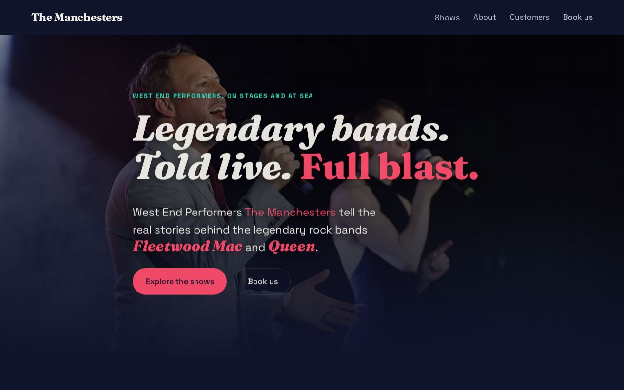 Preview of The Manchesters Website rewritten in Astro