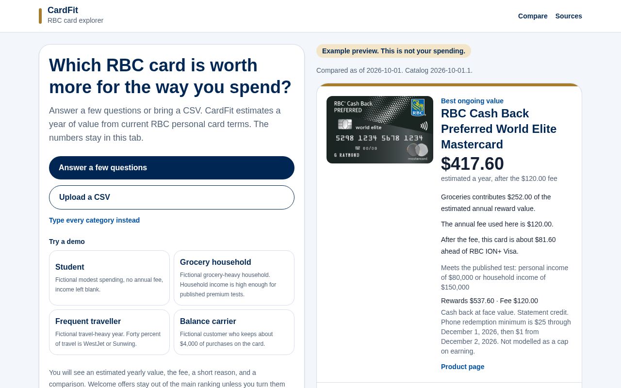 Preview of RBC Card Tool