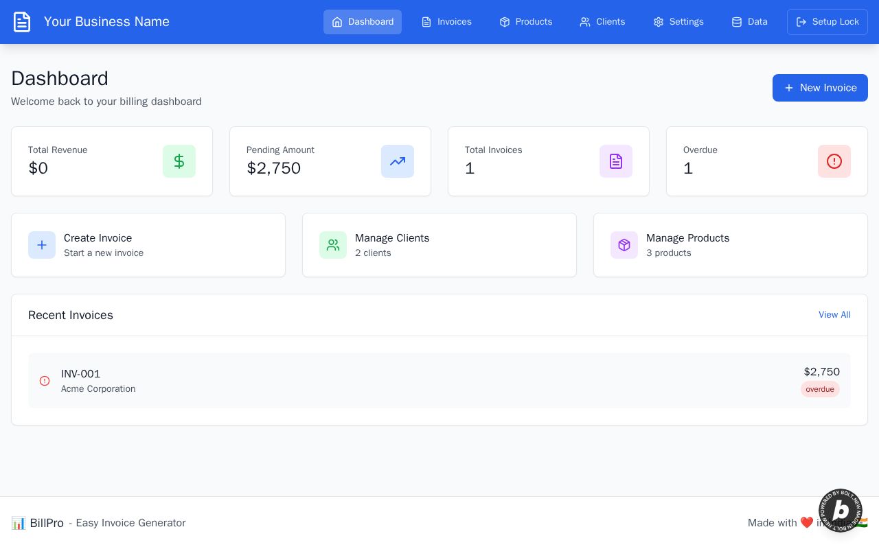 Preview of BillPro - Easy Invoice Generation