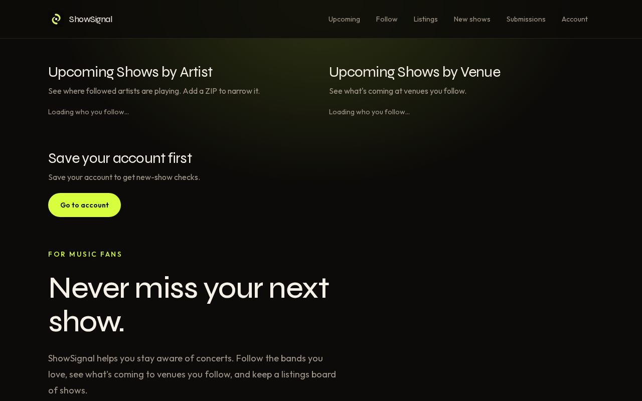 Preview of Concert repository and calendar.