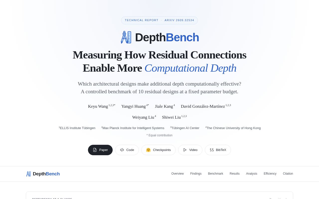 Preview of DepthBench Website