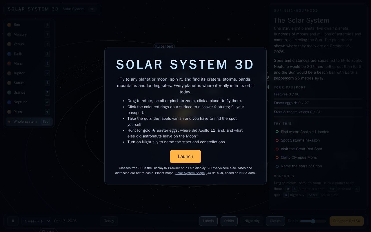 Preview of Displayxr Solar System