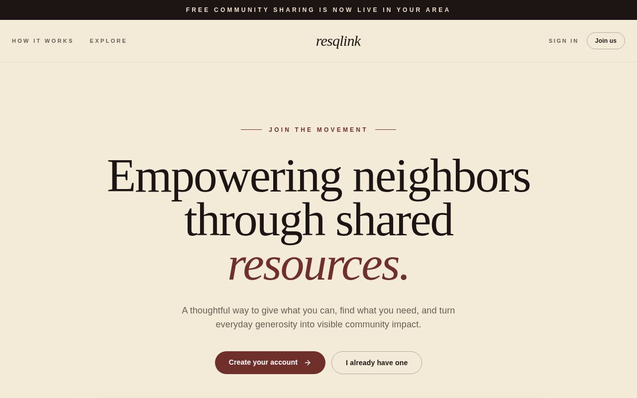 Preview of community resource sharing
