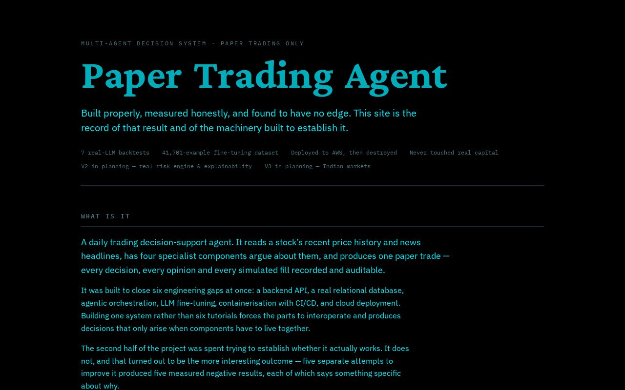 Preview of Paper Trading Agent
