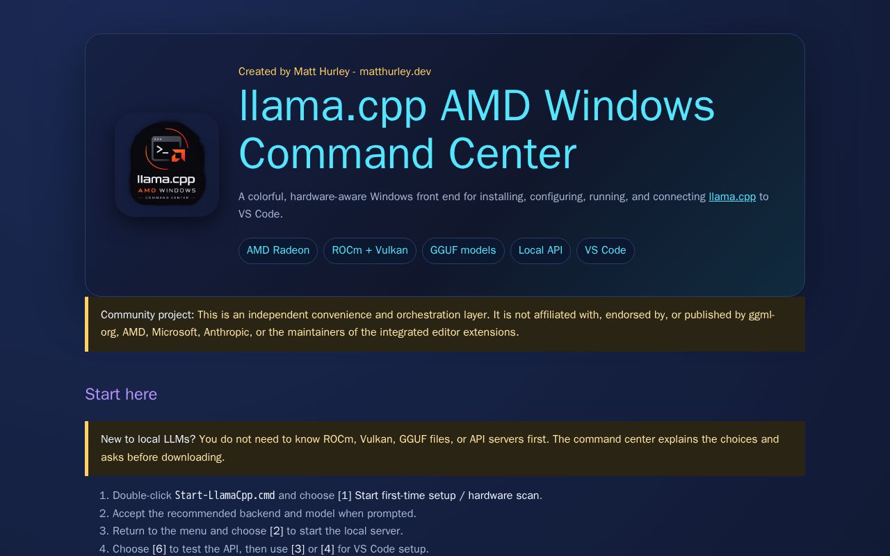 Preview of llama.cpp AMD Command Center