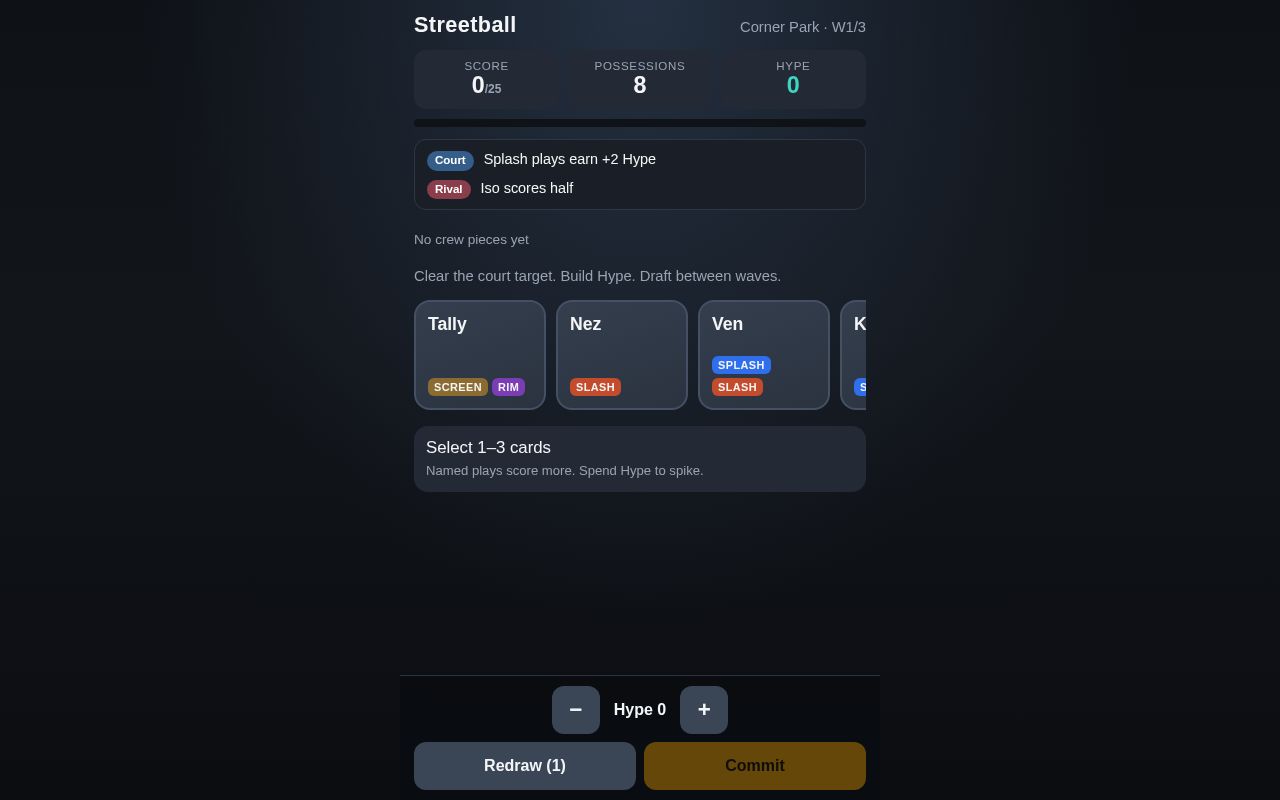 Preview of Streetball score-attack roguelike prototype