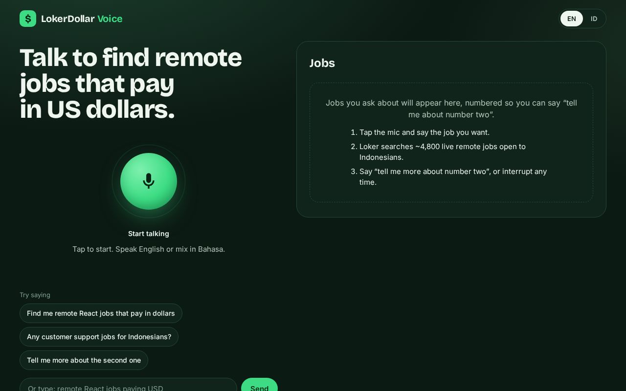 Preview of Lokerdollar Voice Agent