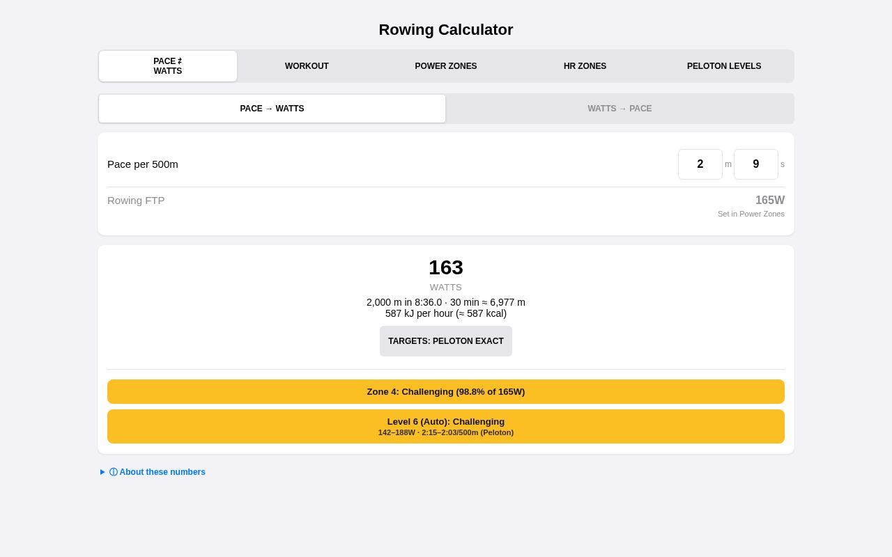 Preview of RowingCalculator