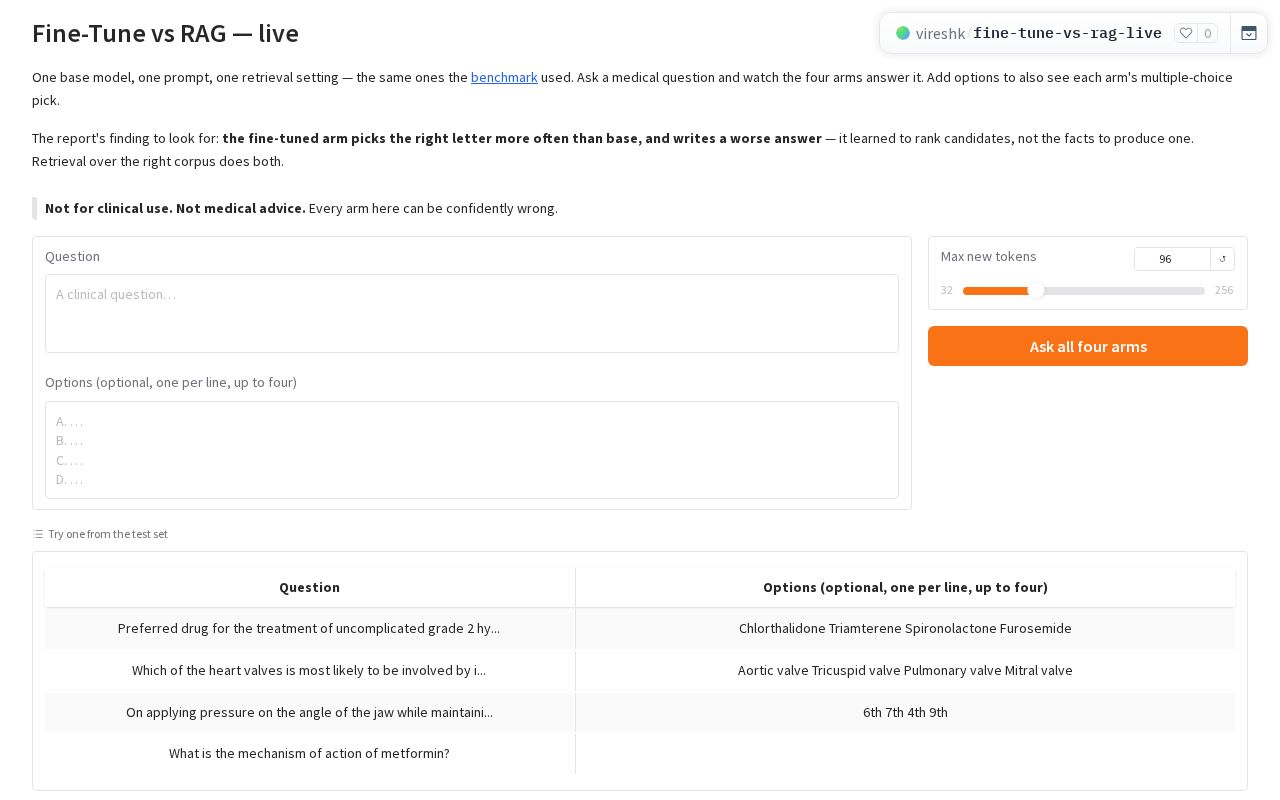 Preview of Fine-Tune vs RAG — Live