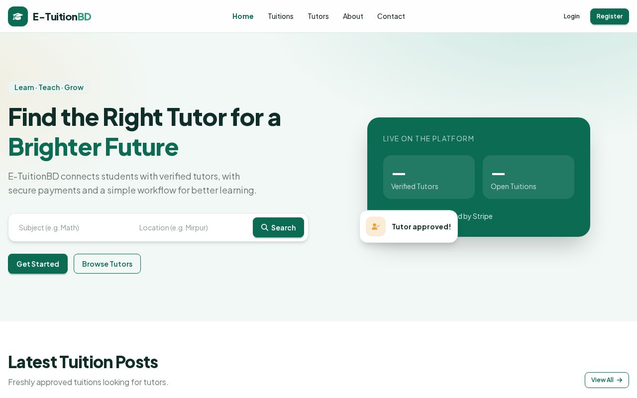 Preview of E-TuitionBD