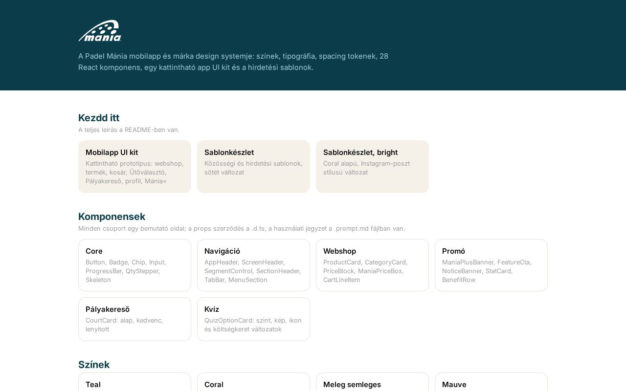 Preview of Padel Mánia Design System