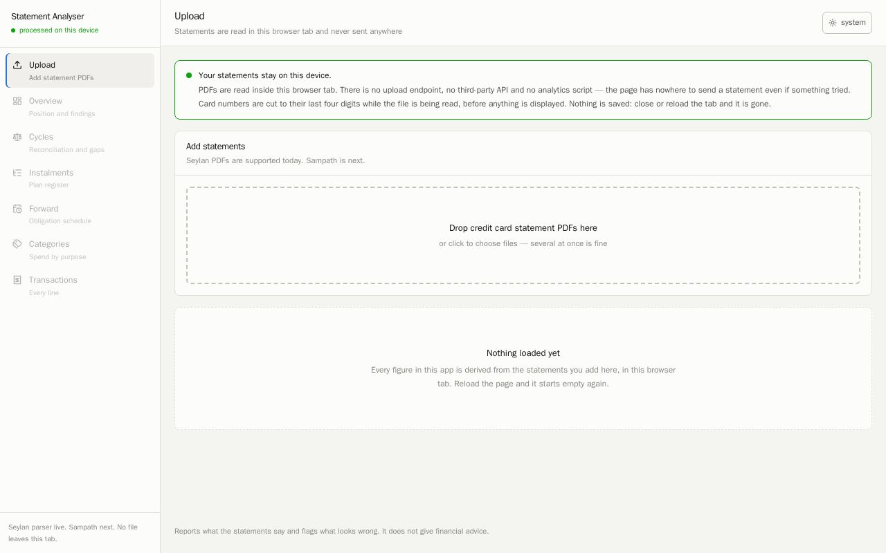 Preview of Statement Analyser