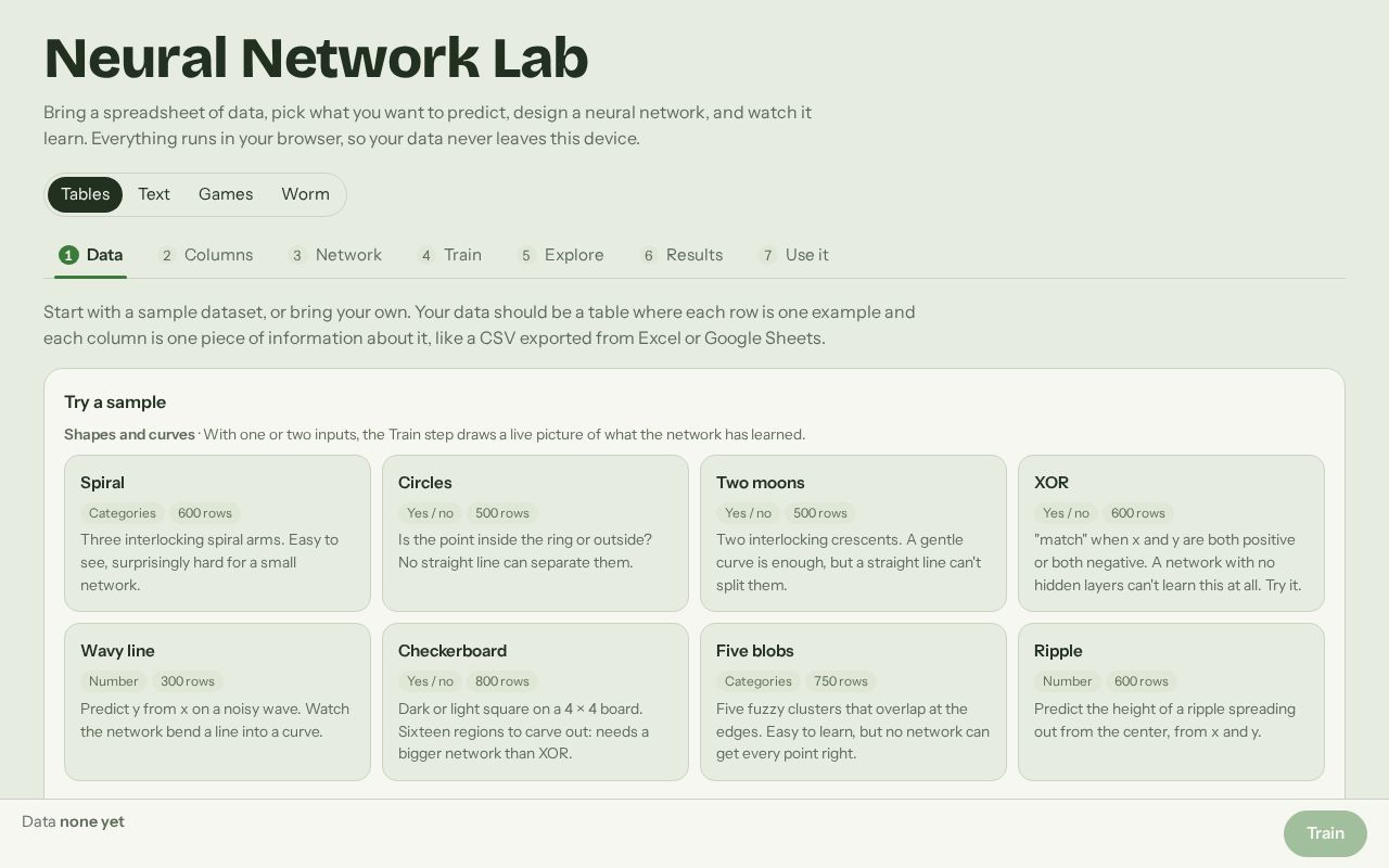 Preview of Neural Network Lab