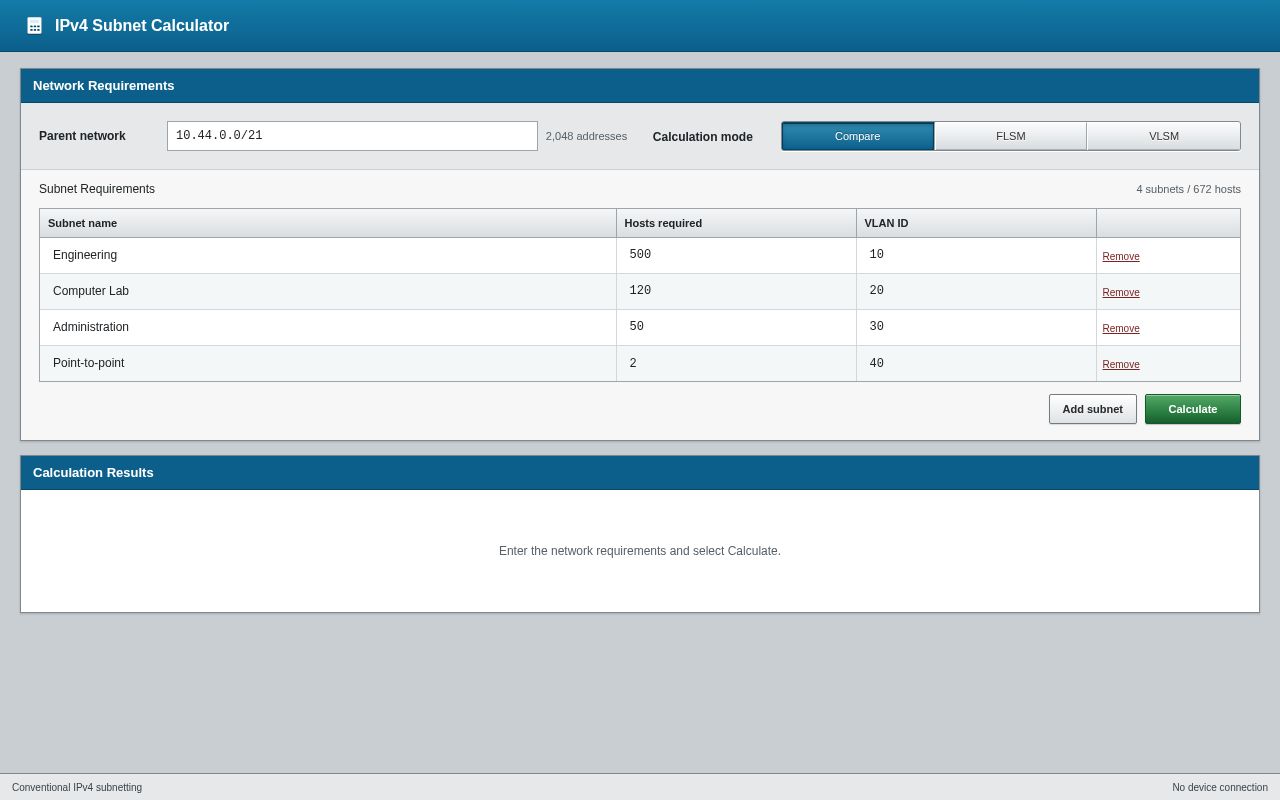 Preview of IPv4 Subnet Calculator