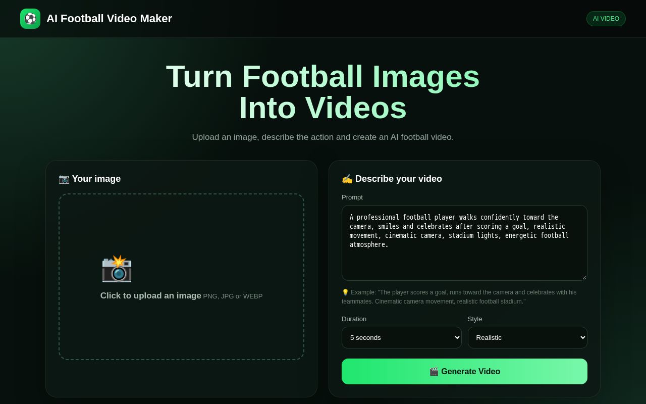 Preview of Ai Football Video Maker