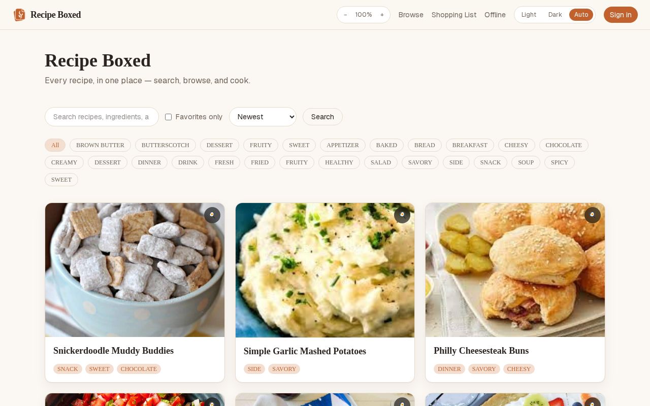 Preview of Recipe Builder