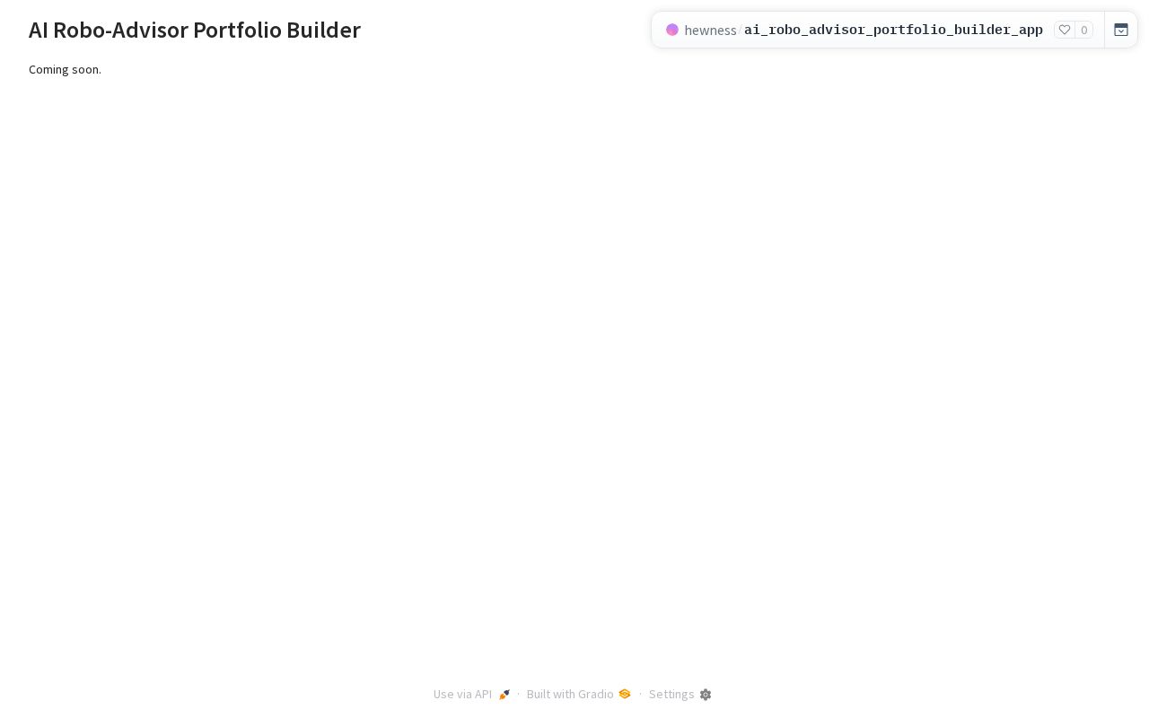 Preview of AI Robo-Advisor Portfolio Builder