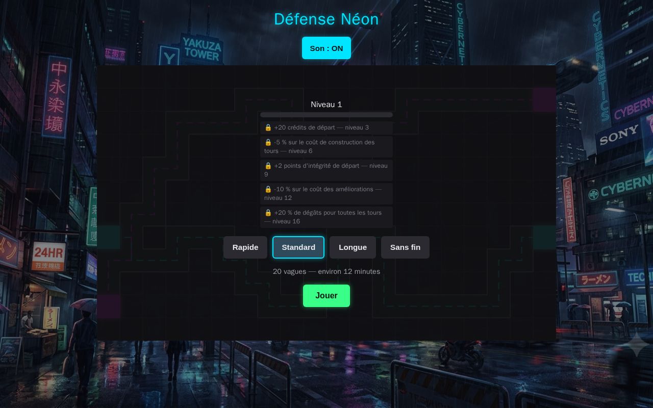 Preview of Tower defense cyberpunk avec génération de cartes aléatoires