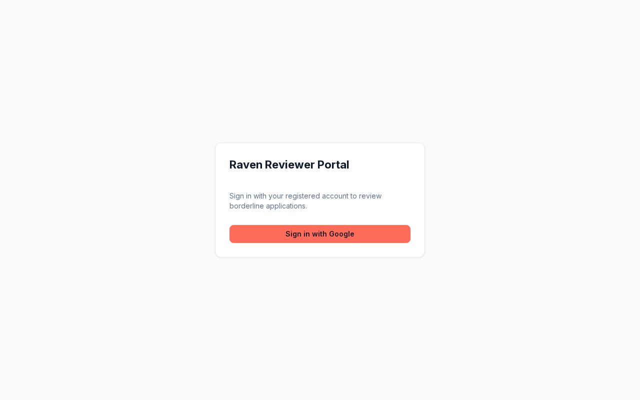 Preview of Raven Reviewer Portal