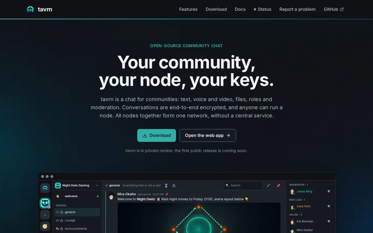 Preview of Tavrn Website